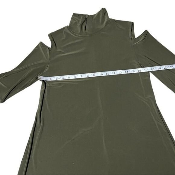Clara Sun Woo Green Cold Shoulder Mock Neck Dress | Size XS | Excellent Conditio - Picture 6 of 9